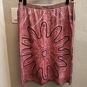 Designer Trosman Churba Hand Painted & Beaded Skirt